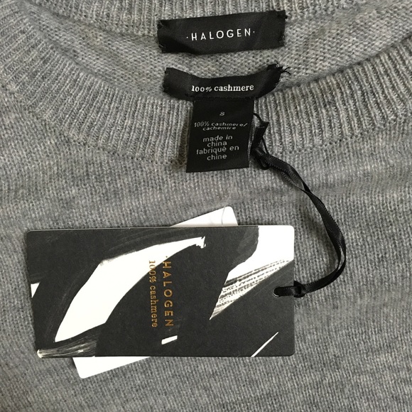 HALOGEN Crewneck Cashmere Sweater Grey Heather Small NWT - Picture 7 of 8